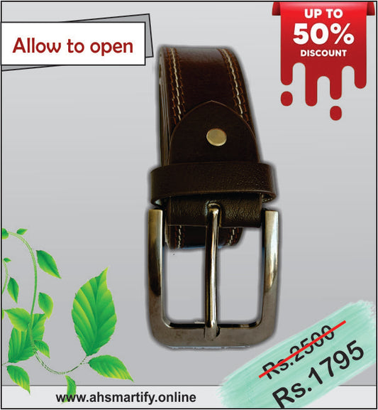 AH-01. Stylish Hand Made Premium Leather Belt with Metal BUCKLE.