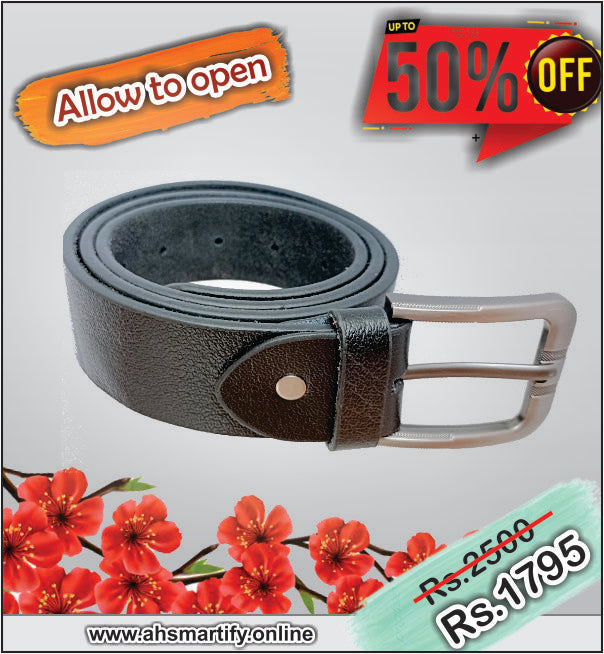 AH-03. Premium Leather Belt with Metal BUCKLE. Rough tach of JEANS.