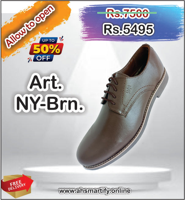 Art. NY-Blk & Brn. Cow Leather with Rubber Sole