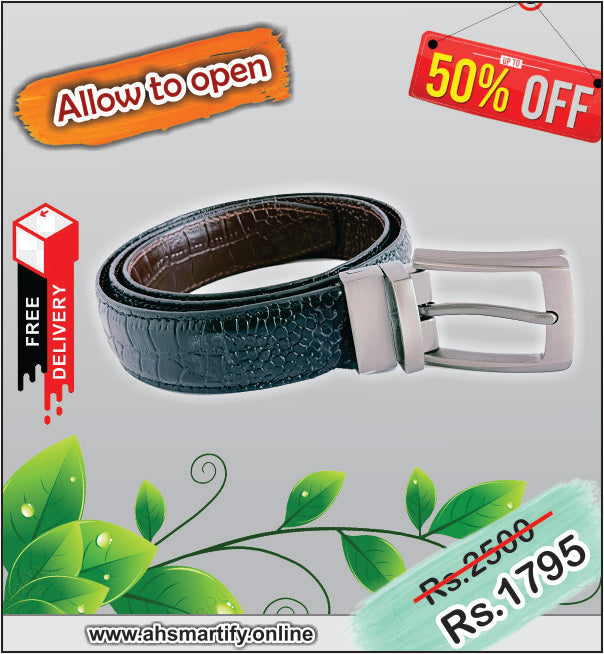 AH-2in1 Croko Blk & Brown Leather Belt