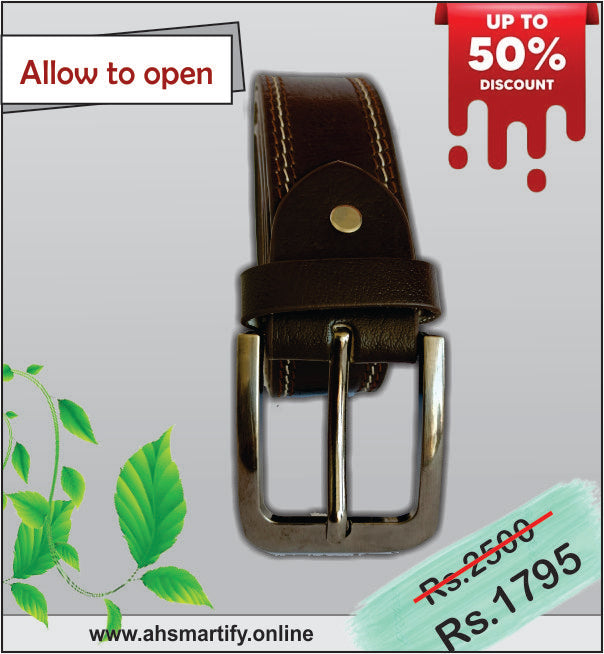 AH-01. Stylish Hand Made Premium Leather Belt with Metal BUCKLE.