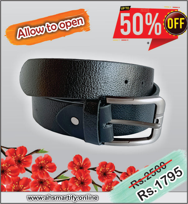 AH-03. Premium Leather Belt with Metal BUCKLE. Rough tach of JEANS.
