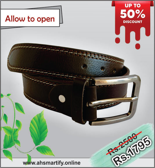 AH-01. Stylish Hand Made Premium Leather Belt with Metal BUCKLE.