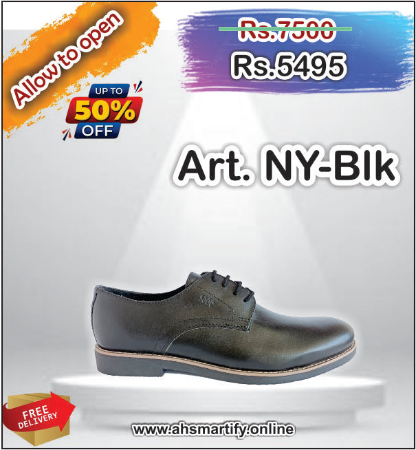 Art. NY-Blk & Brn. Cow Leather with Rubber Sole