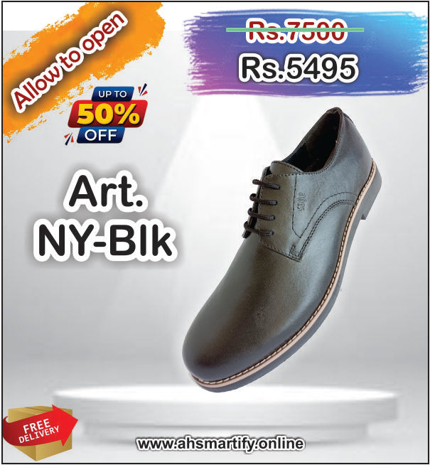 Art. NY-Blk & Brn. Cow Leather with Rubber Sole