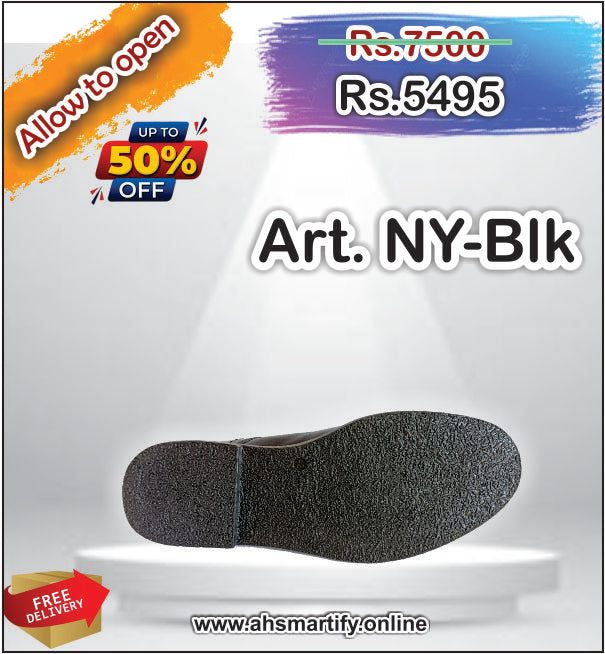 Art. NY-Blk & Brn. Cow Leather with Rubber Sole