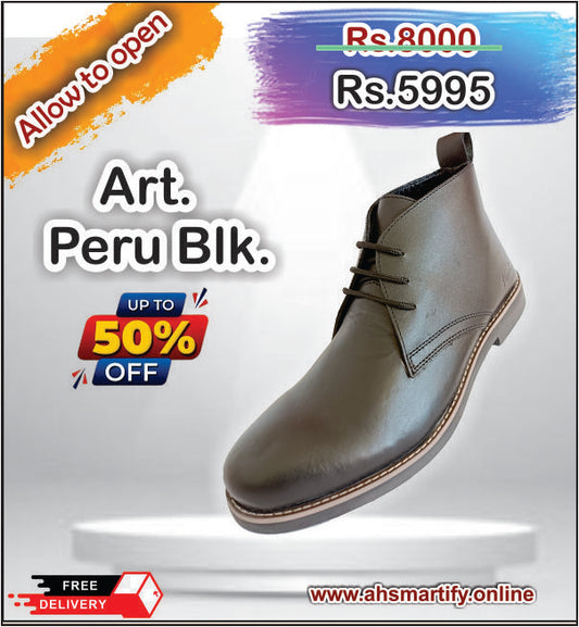 Art-Peru Blk. A Classic Ankle boot, Crafted from Cow Leather and Rubber sole