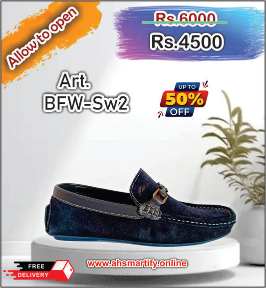 BFW-Sw2 Blue Sued of Cow Leather